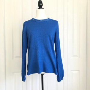 Karl Lagerfeld Royal Blue Sweater W/Beaded Neck